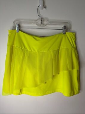 Chrissie by Tail Bright Neon Yellow ruffled layered tennis Mini Skirt Size Large
